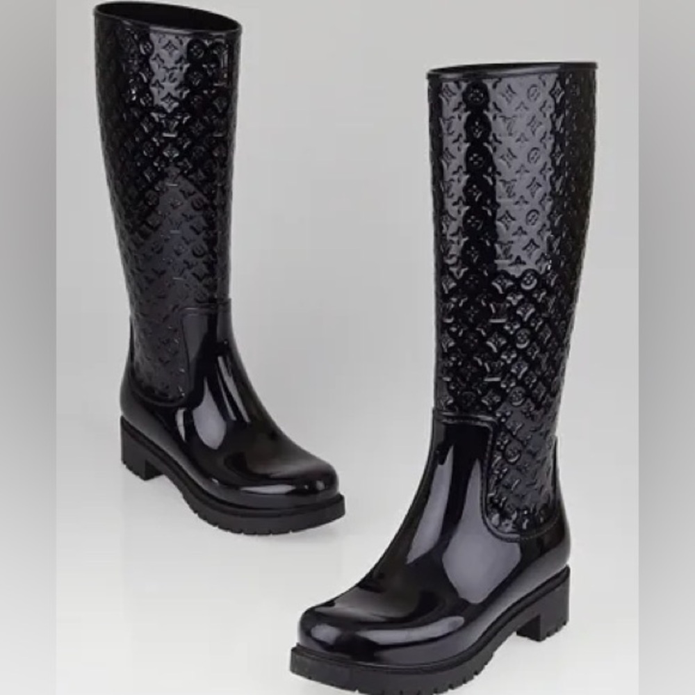 Authentic Louis Vuitton monogram black Rubber rainboots